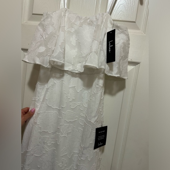 New Lulu’s Love You So Truly White Burnout Floral Strapless Midi Dress XS spring - Picture 9 of 10